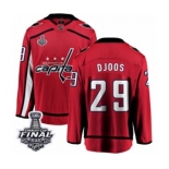 Men's Washington Capitals #29 Christian Djoos Fanatics Branded Red Home Breakaway 2018 Stanley Cup Final NHL Jersey