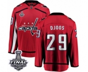 Men's Washington Capitals #29 Christian Djoos Fanatics Branded Red Home Breakaway 2018 Stanley Cup Final NHL Jersey