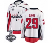 Men's Washington Capitals #29 Christian Djoos Fanatics Branded White Away Breakaway 2018 Stanley Cup Final NHL Jersey