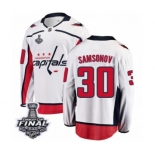 Men's Washington Capitals #30 Ilya Samsonov Fanatics Branded White Away Breakaway 2018 Stanley Cup Final NHL Jersey