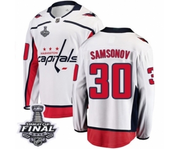 Men's Washington Capitals #30 Ilya Samsonov Fanatics Branded White Away Breakaway 2018 Stanley Cup Final NHL Jersey