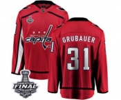 Men's Washington Capitals #31 Philipp Grubauer Fanatics Branded Red Home Breakaway 2018 Stanley Cup Final NHL Jersey