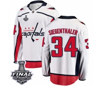 Men's Washington Capitals #34 Jonas Siegenthaler Fanatics Branded White Away Breakaway 2018 Stanley Cup Final NHL Jersey