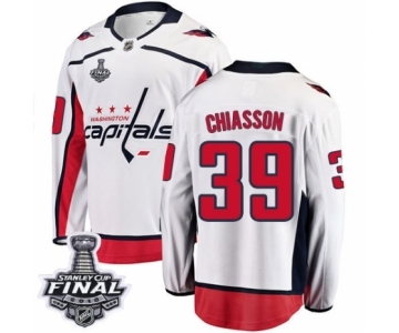 Men's Washington Capitals #39 Alex Chiasson Fanatics Branded White Away Breakaway 2018 Stanley Cup Final NHL Jersey