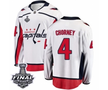 Men's Washington Capitals #4 Taylor Chorney Fanatics Branded White Away Breakaway 2018 Stanley Cup Final NHL Jersey