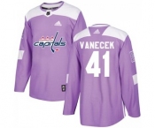 Men's Washington Capitals #41 Vitek Vanecek Adidas Authentic Fights Cancer Practice Jersey - Purple