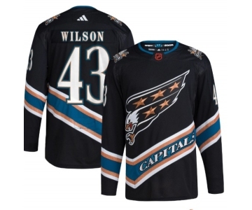 Men's Washington Capitals #43 Tom Wilson Black 2022-23 Reverse Retro Stitched Jersey