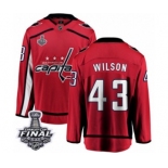 Men's Washington Capitals #43 Tom Wilson Fanatics Branded Red Home Breakaway 2018 Stanley Cup Final NHL Jersey