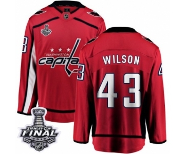 Men's Washington Capitals #43 Tom Wilson Fanatics Branded Red Home Breakaway 2018 Stanley Cup Final NHL Jersey