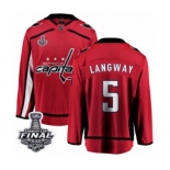 Men's Washington Capitals #5 Rod Langway Fanatics Branded Red Home Breakaway 2018 Stanley Cup Final NHL Jersey