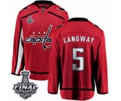 Men's Washington Capitals #5 Rod Langway Fanatics Branded Red Home Breakaway 2018 Stanley Cup Final NHL Jersey