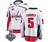 Men's Washington Capitals #5 Rod Langway Fanatics Branded White Away Breakaway 2018 Stanley Cup Final NHL Jersey