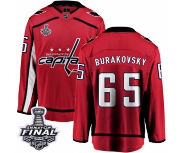 Men's Washington Capitals #65 Andre Burakovsky Fanatics Branded Red Home Breakaway 2018 Stanley Cup Final NHL Jersey