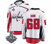 Men's Washington Capitals #68 Jaromir Jagr Fanatics Branded White Away Breakaway 2018 Stanley Cup Final NHL Jersey