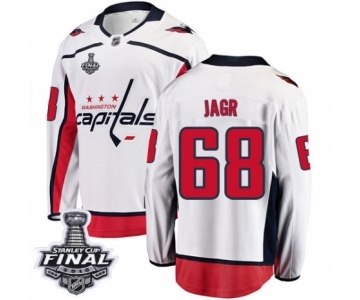 Men's Washington Capitals #68 Jaromir Jagr Fanatics Branded White Away Breakaway 2018 Stanley Cup Final NHL Jersey