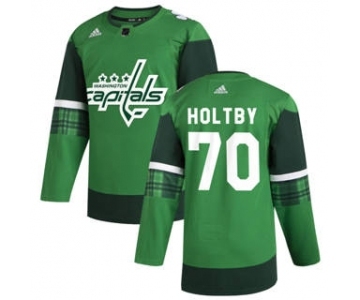 Men's Washington Capitals #70 Braden Holtby 2020 St. Patrick's Day Stitched Hockey Jersey Green