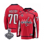 Men's Washington Capitals #70 Braden Holtby Fanatics Branded Red Home Breakaway 2018 Stanley Cup Final NHL Jersey