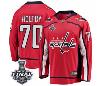 Men's Washington Capitals #70 Braden Holtby Fanatics Branded Red Home Breakaway 2018 Stanley Cup Final NHL Jersey