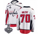 Men's Washington Capitals #70 Braden Holtby Fanatics Branded White Away Breakaway 2018 Stanley Cup Final NHL Jersey