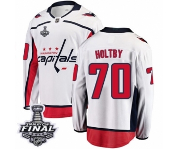 Men's Washington Capitals #70 Braden Holtby Fanatics Branded White Away Breakaway 2018 Stanley Cup Final NHL Jersey