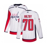 Men's Washington Capitals #70 Braden Holtby White Road Stitched Hockey Jersey