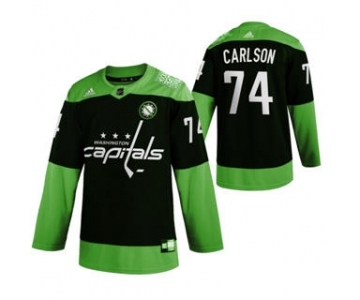 Men's Washington Capitals #74 John Carlson Green Hockey Fight nCoV Limited Hockey Jersey