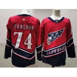 Men's Washington Capitals #74 John Carlson  Red Retro 2020 Hockey Jersey