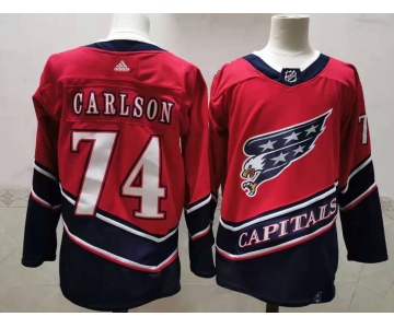 Men's Washington Capitals #74 John Carlson  Red Retro 2020 Hockey Jersey