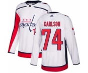 Men's Washington Capitals #74 John Carlson White Road Stitched Hockey Jersey