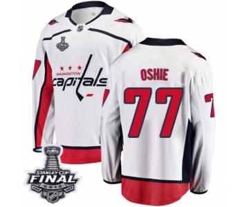 Men's Washington Capitals #77 T.J. Oshie Fanatics Branded White Away Breakaway 2018 Stanley Cup Final NHL Jersey