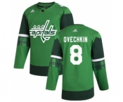 Men's Washington Capitals #8 Alex Ovechkin 2020 St. Patrick's Day Stitched Hockey Jersey Green