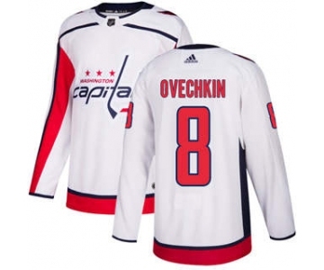 Men's Washington Capitals #8 Alex Ovechkin White Road Stitched Hockey Jersey