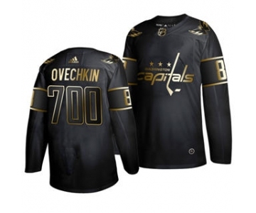 Men's Washington Capitals #8 Alexander Ovechkin 700 Goals Career Black Golden Editon Limited Stitched Hockey Jersey