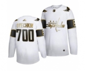 Men's Washington Capitals #8 Alexander Ovechkin 700 Goals Career White Golden Editon Limited Stitched Hockey Jersey