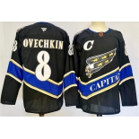 Men's Washington Capitals #8 Alexander Ovechkin Black 2024-25 C Patch Home Stitched Hockey Jersey