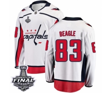 Men's Washington Capitals #83 Jay Beagle Fanatics Branded White Away Breakaway 2018 Stanley Cup Final NHL Jersey