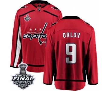 Men's Washington Capitals #9 Dmitry Orlov Fanatics Branded Red Home Breakaway 2018 Stanley Cup Final NHL Jersey