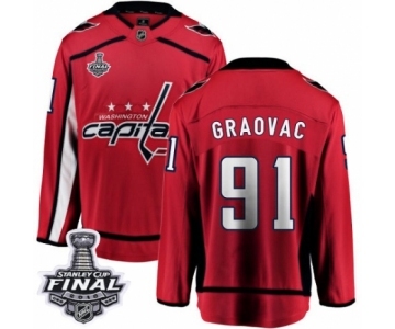 Men's Washington Capitals #91 Tyler Graovac Fanatics Branded Red Home Breakaway 2018 Stanley Cup Final NHL Jersey