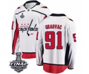 Men's Washington Capitals #91 Tyler Graovac Fanatics Branded White Away Breakaway 2018 Stanley Cup Final NHL Jersey