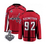 Men's Washington Capitals #92 Evgeny Kuznetsov Fanatics Branded Red Home Breakaway 2018 Stanley Cup Final NHL Jersey