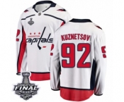 Men's Washington Capitals #92 Evgeny Kuznetsov Fanatics Branded White Away Breakaway 2018 Stanley Cup Final NHL Jersey