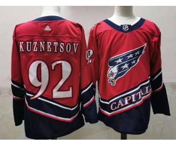 Men's Washington Capitals #92 Evgeny Kuznetsov Red Retro 2020 Hockey Jersey