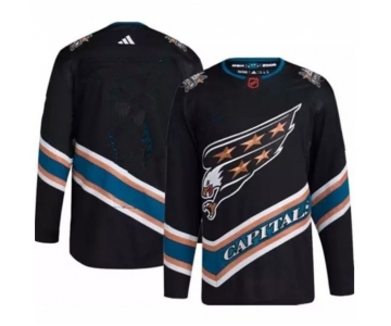 Men's Washington Capitals Blank Black 2022-23 Reverse Retro Stitched Jersey