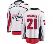 Washington Capitals #21 Lucas Johansen Fanatics Branded White Away Breakaway NHL Jersey