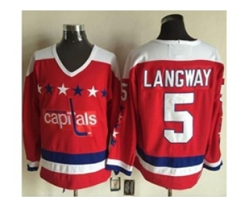 nhl jerseys washington capitals #5 langway red[m&n]