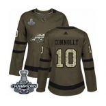 Women Adidas Washington Capitals #10 Brett Connolly Authentic Green Salute to Service 2018 Stanley Cup Final Champions NHL Jersey