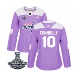 Women Adidas Washington Capitals #10 Brett Connolly Authentic Purple Fights Cancer Practice 2018 Stanley Cup Final Champions NHL Jersey