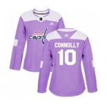 Women Adidas Washington Capitals #10 Brett Connolly Authentic Purple Fights Cancer Practice NHL Jersey