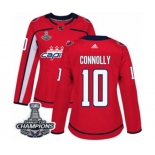 Women Adidas Washington Capitals #10 Brett Connolly Authentic Red Home 2018 Stanley Cup Final Champions NHL Jersey