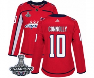 Women Adidas Washington Capitals #10 Brett Connolly Authentic Red Home 2018 Stanley Cup Final Champions NHL Jersey